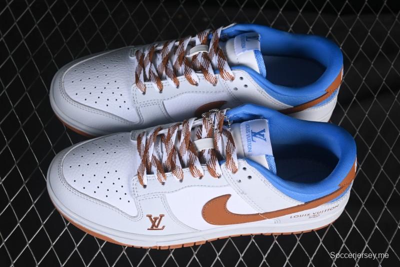 حذاء تزلج نايك SB Dunk Low LV Collaboration أبيض رمادي بني أزرق مخصص للذكرى السنوية حذاء تزلج كاجوال منخفض عالي الجودة SC0601-474