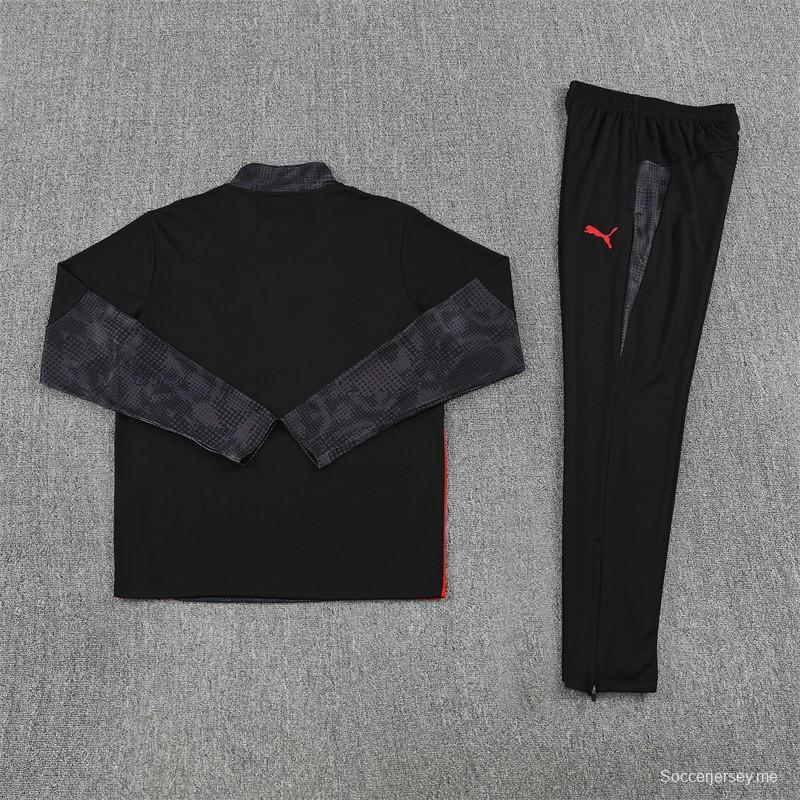 25/26 AC Milan Black Camouflage Half Zipper Jacket+Long Pants
