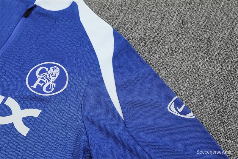 Player Version 25/26 Chelsea Color Blue T90 Half Zipper Jacket+Long Pants