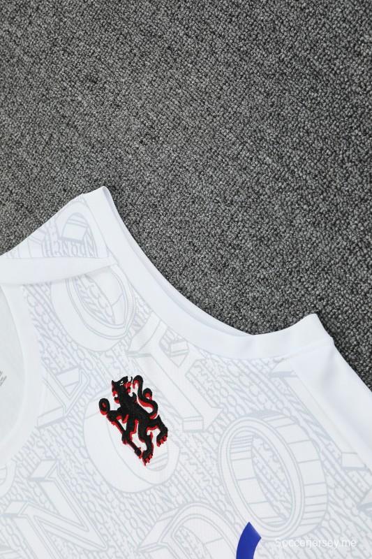 25/26 تشيلسي قميص تشيلسي أبيض فيست + شورت أبيض