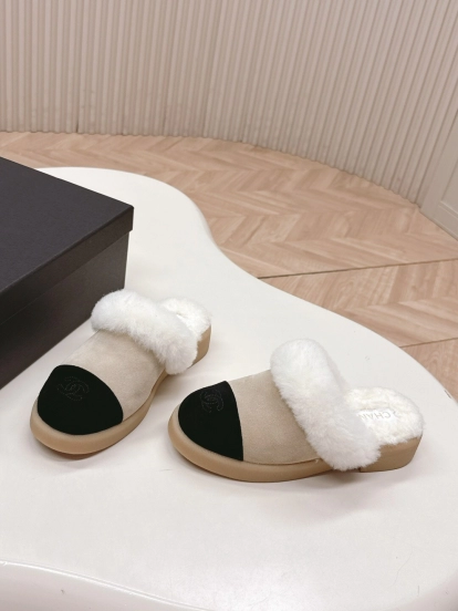 Chanel 2025/SS Fall Winter New Fur Slide Sandals Half-Drag - KFY00310