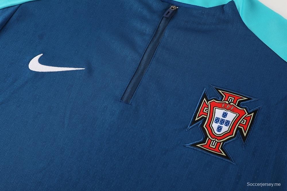 2025 البرتغال 2025 جاكيت أزرق ملكي نصف سحاب + بنطلون طويل