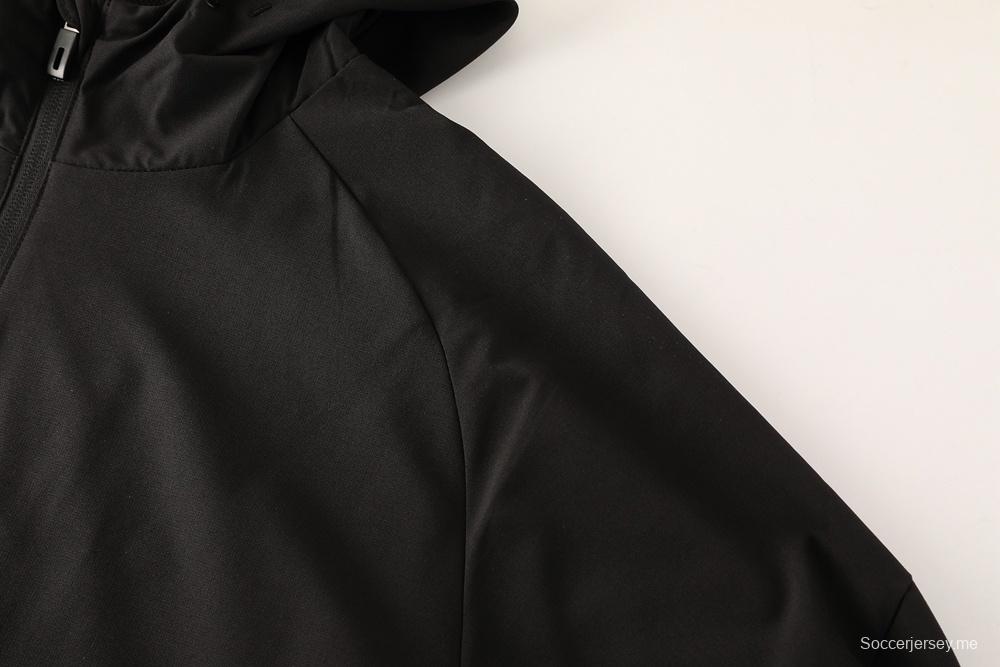 2025 أديداس 2025 سترة سوداء بنصف سحاب أسود + سروال طويل S-2XL