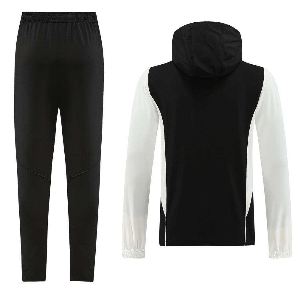 2025 أديداس 2025 جاكيت أسود نصف سحاب أبيض أسود + بنطلون طويل S-2XL