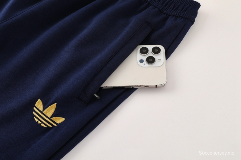 25/26 ريال مدريد جاكيت أزرق ملكي نصف سحاب أزرق + بنطلون طويل S-2XL