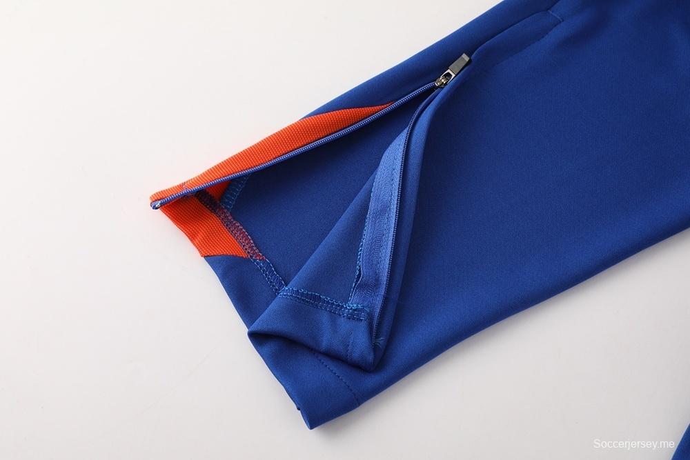 2025 هولندا جاكيت أزرق نصف سحاب أزرق + سروال طويل