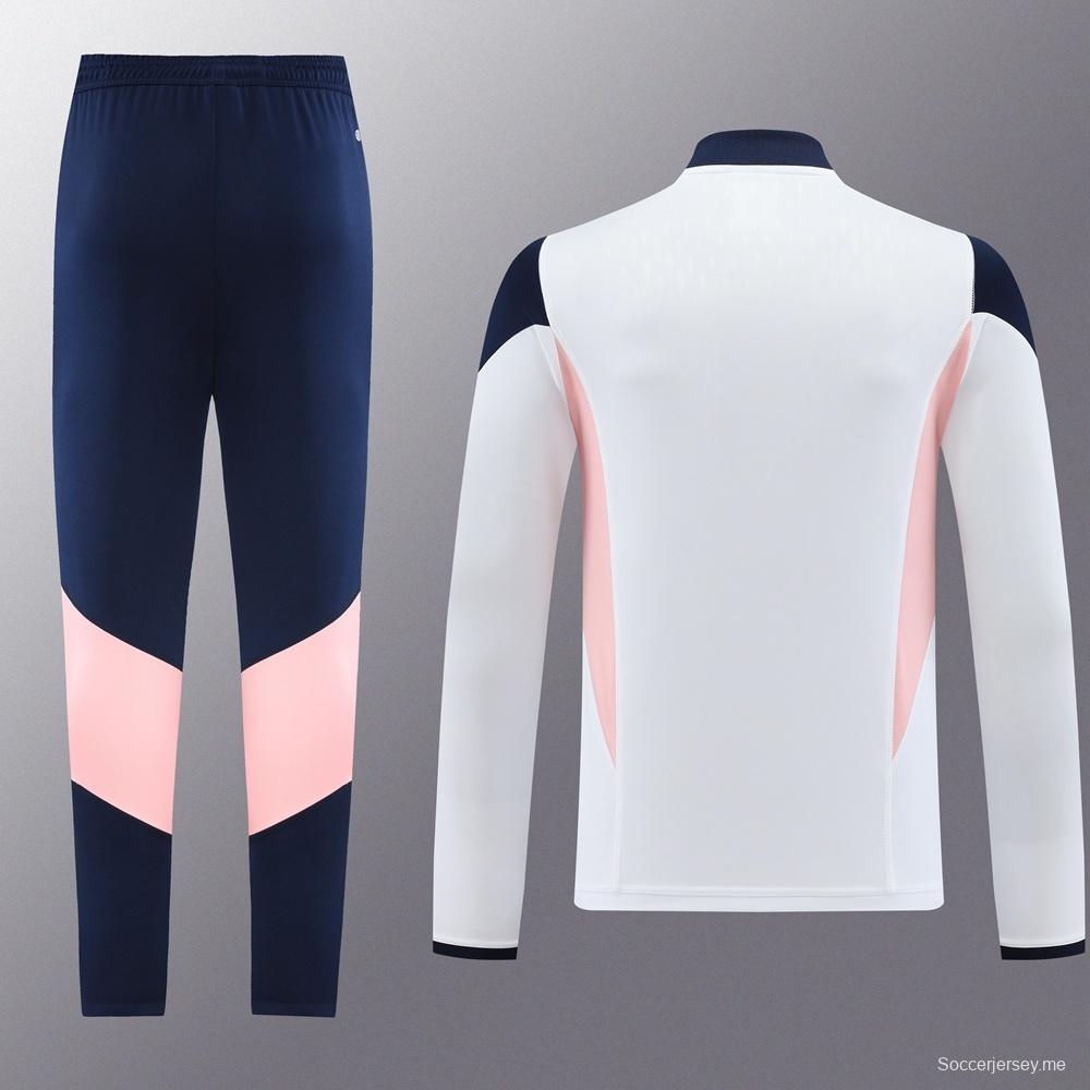 23/24 أجاكس أبيض S-2XL سترة نصف سحاب + بنطلون طويل + بنطلون طويل