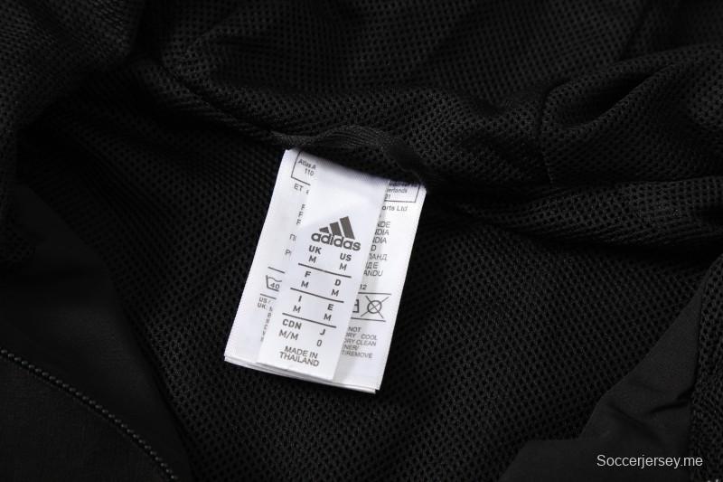 2025 أديداس 2025 سترة سوداء بنصف سحاب أسود + سروال طويل S-2XL