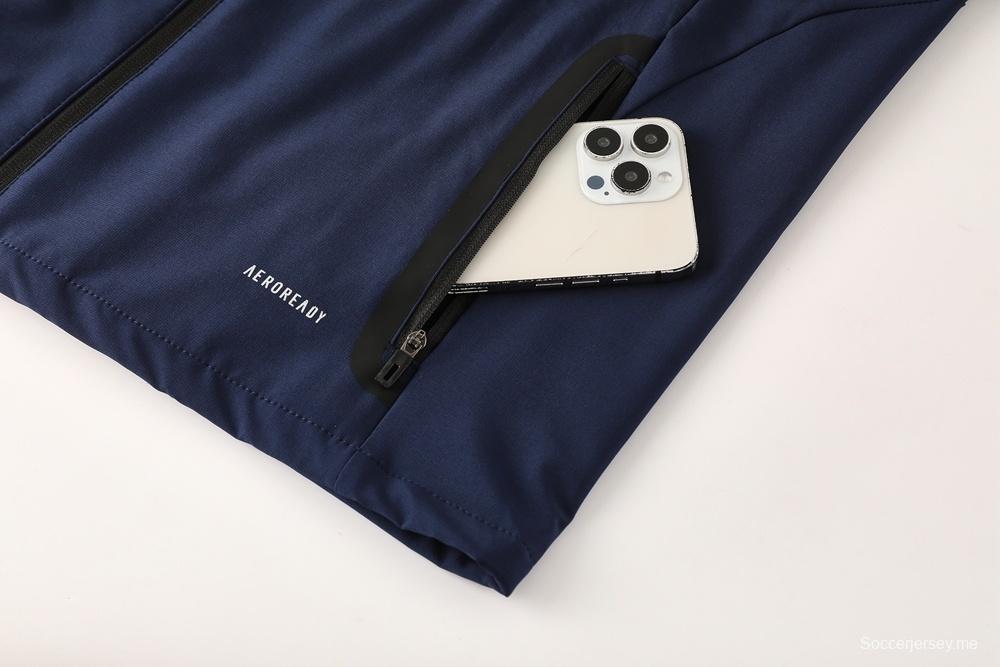 2025 أديداس 2025 جاكيت أزرق ملكي نصف سحاب أزرق + بنطلون طويل S-2XL