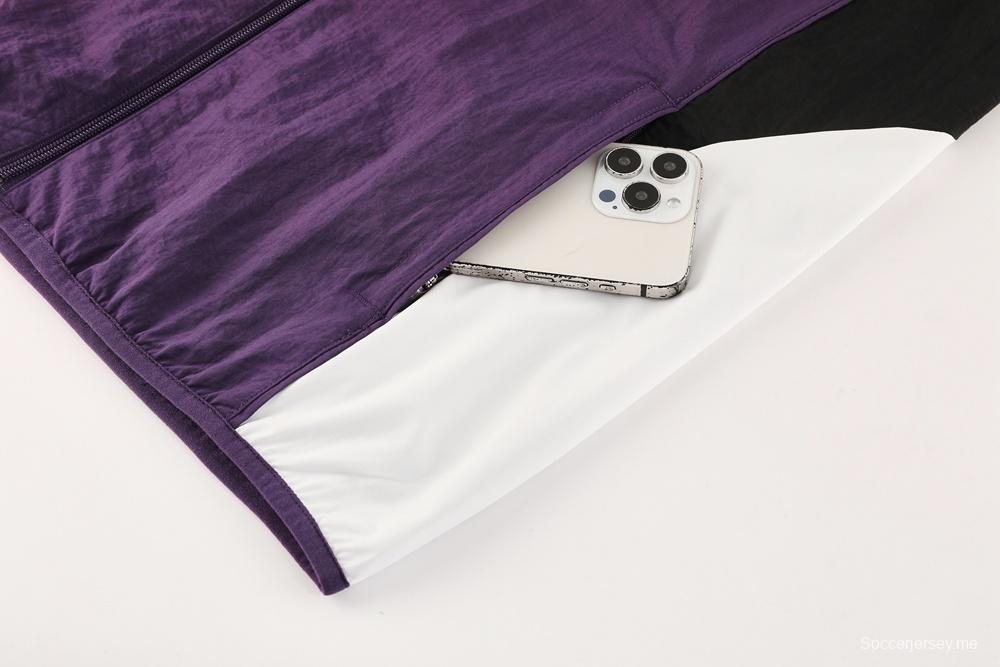 25/26 مانشستر يونايتد أرجواني S-2XL مانشستر يونايتد جاكيت بنصف سحاب + بنطلون طويل + بنطلون طويل