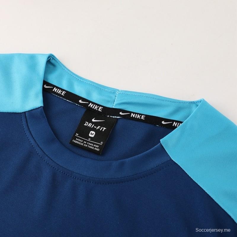 2025 البرتغال 2025 أزرق ملكي بأكمام قصيرة أزرق + شورت كرة قدم قصير