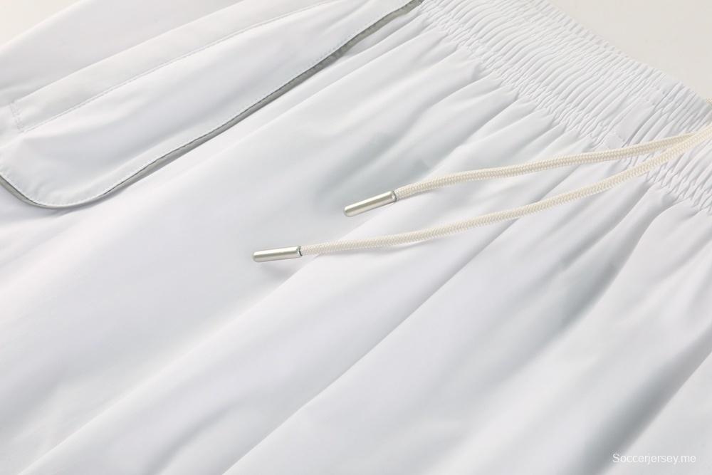 25/26 ريال مدريد جاكيت أبيض نصف سحاب + بنطلون طويل S-3XL