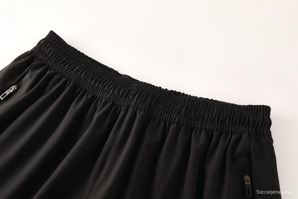 2025 أديداس 2025 سترة سوداء بنصف سحاب أسود + سروال طويل S-2XL