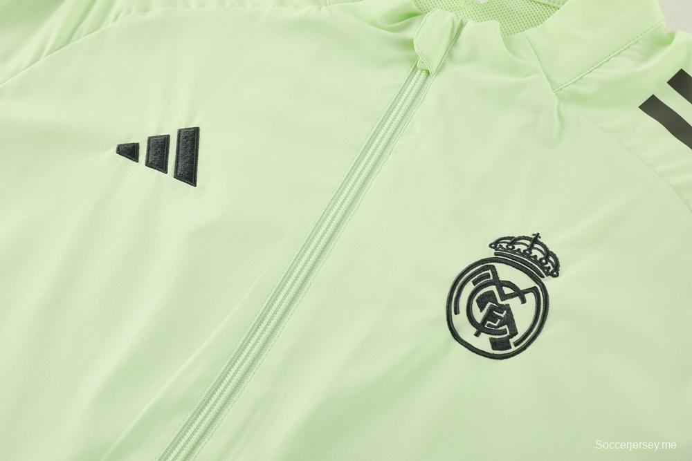 25/26 ريال مدريد جاكيت أخضر فاتح نصف سحاب أخضر + بنطلون طويل S-3XL