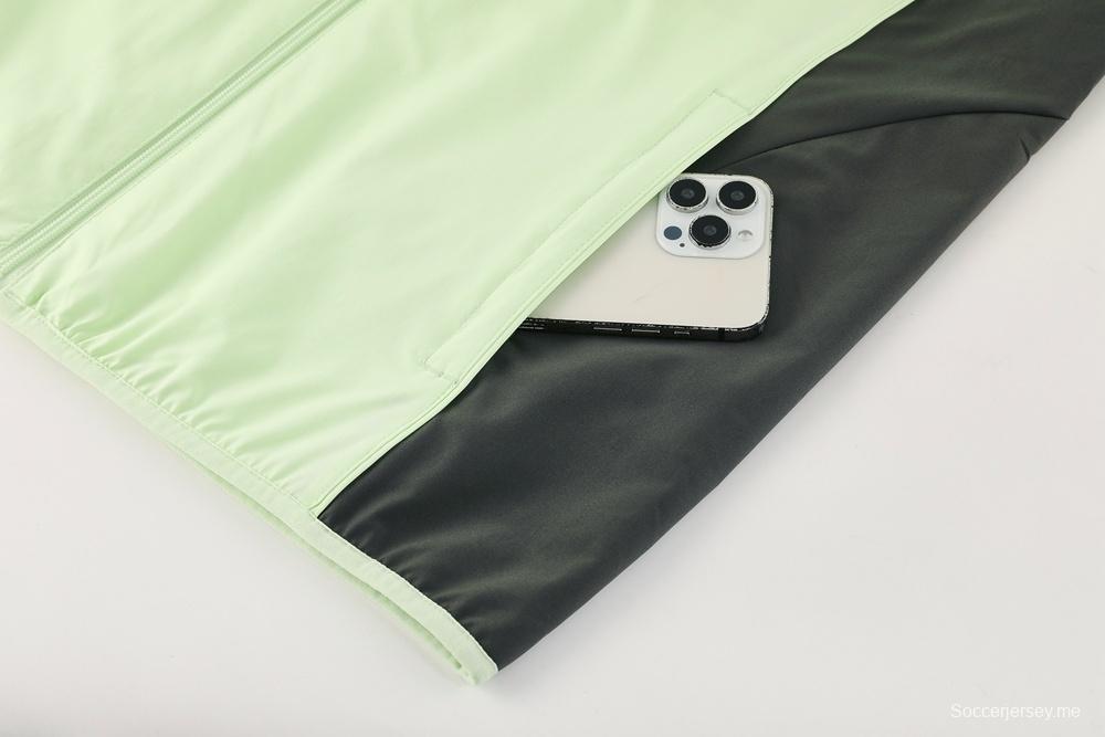 25/26 ريال مدريد جاكيت أخضر فاتح نصف سحاب أخضر + بنطلون طويل S-3XL