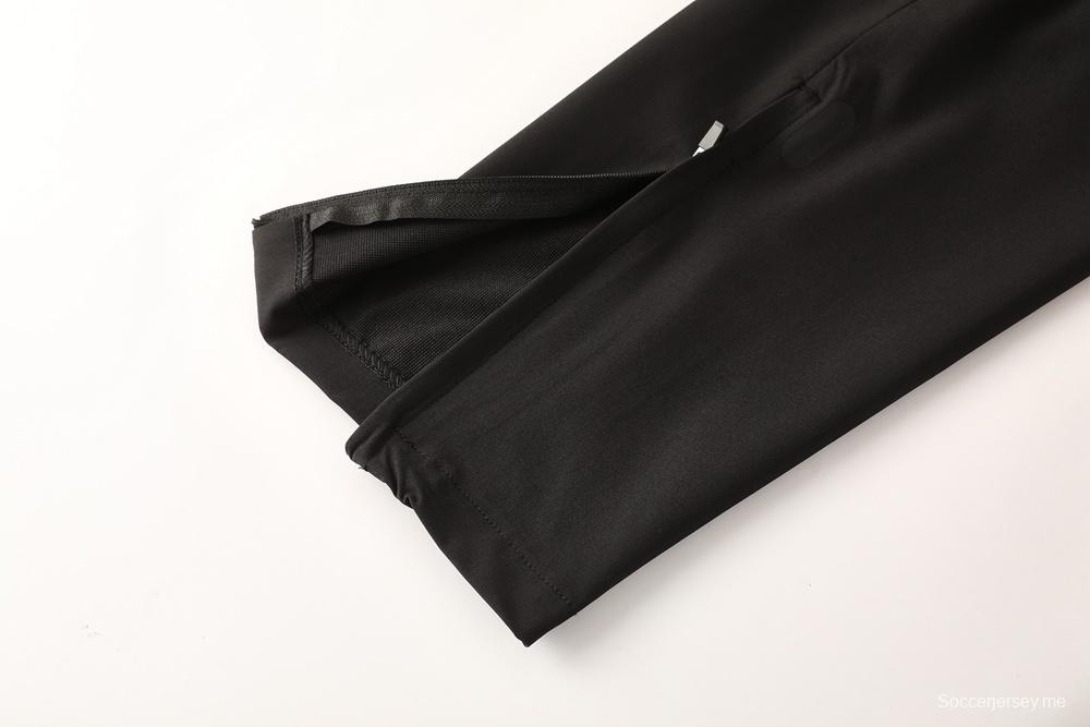 2025 أديداس 2025 سترة سوداء بنصف سحاب أسود + سروال طويل S-2XL