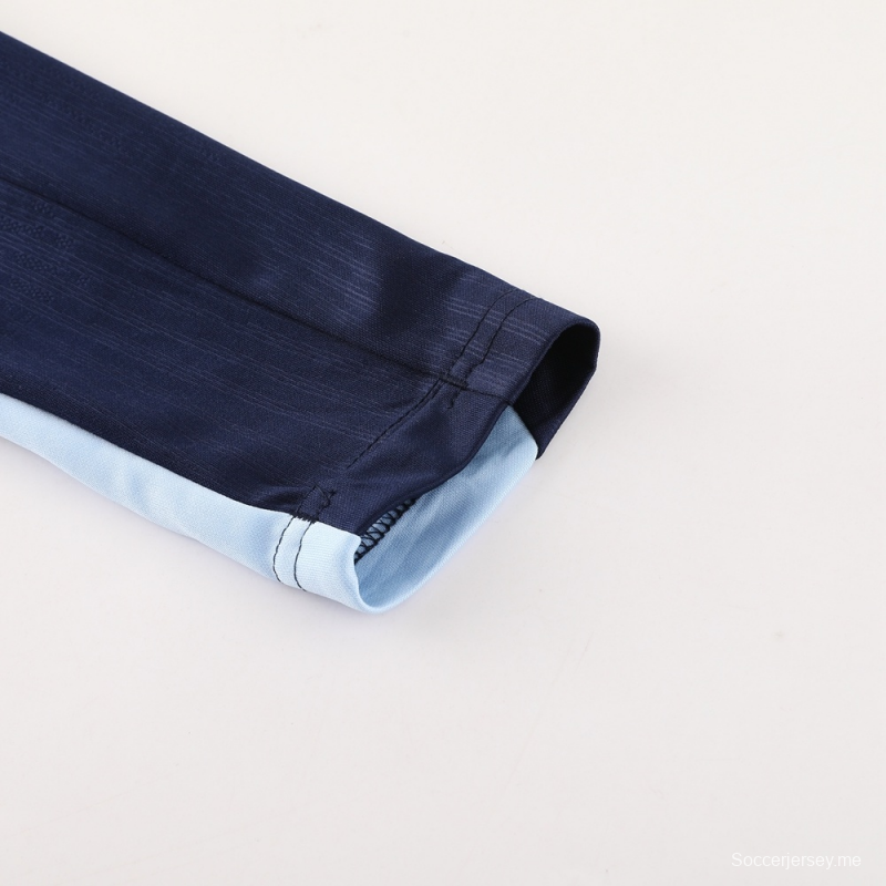 2025 فرنسا 2025 جاكيت أزرق ملكي نصف سحاب أزرق + بنطلون طويل