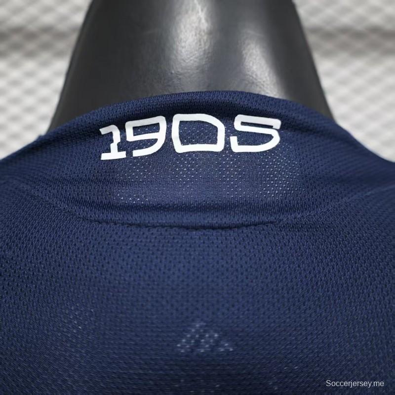 25/26 Player Version Boca Juniors Home Navy Blue with Yellow Chest Band Long Sleeve Jersey