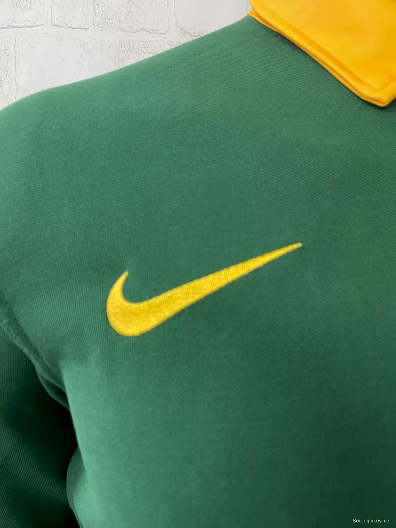 2026 قميص روجبي بولو بولو أخضر بأكمام طويلة لجنوب أفريقيا