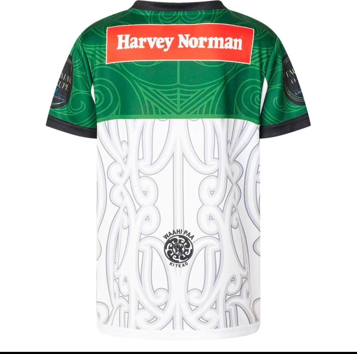 2026 قميص 2026 NRL ماوري أول ستارز أبيض بنقشة فن الماوري الأخضر