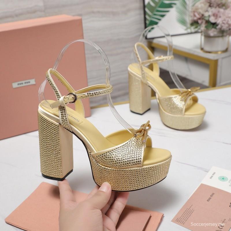 صندل بلينج بلينج سواروفسكي بكعب 11.5 سم من ميو ميوبيو - KFY00340