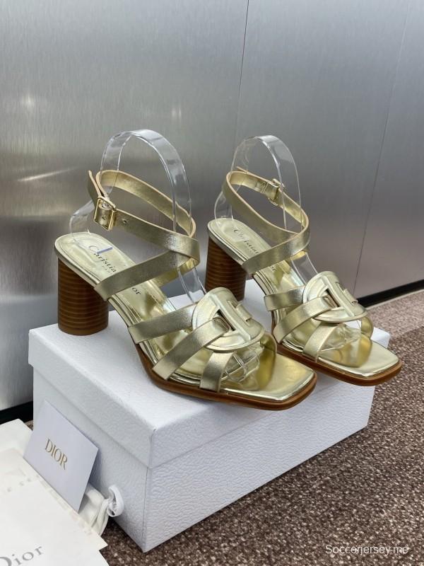 حذاء ديور D-Club D-Club جيلي ملون مجوف بحزام متقاطع ذو كعب عالٍ نسائي - KFY00290