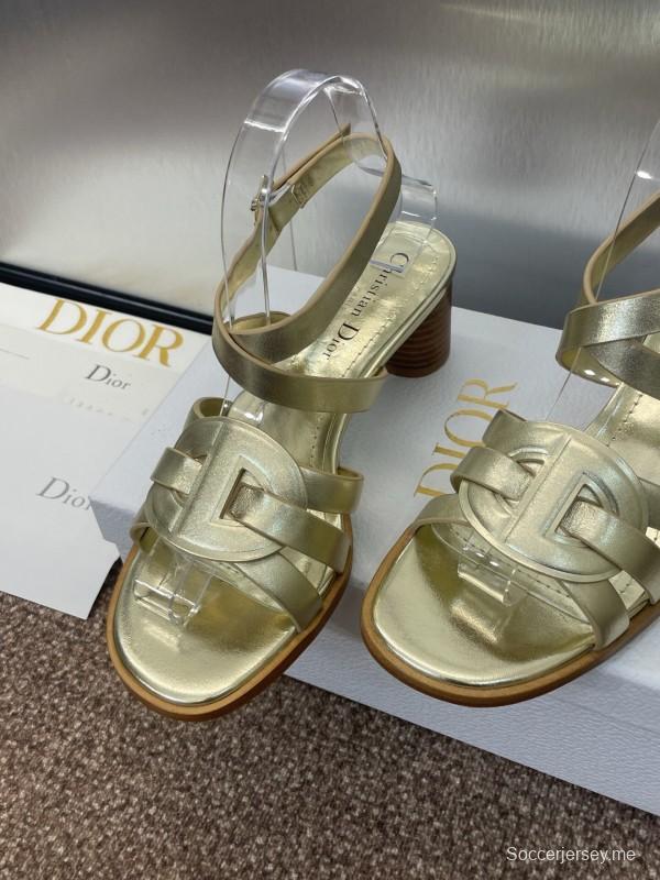 حذاء ديور D-Club D-Club جيلي ملون مجوف بحزام متقاطع ذو كعب متوسط للنساء - KFY00290