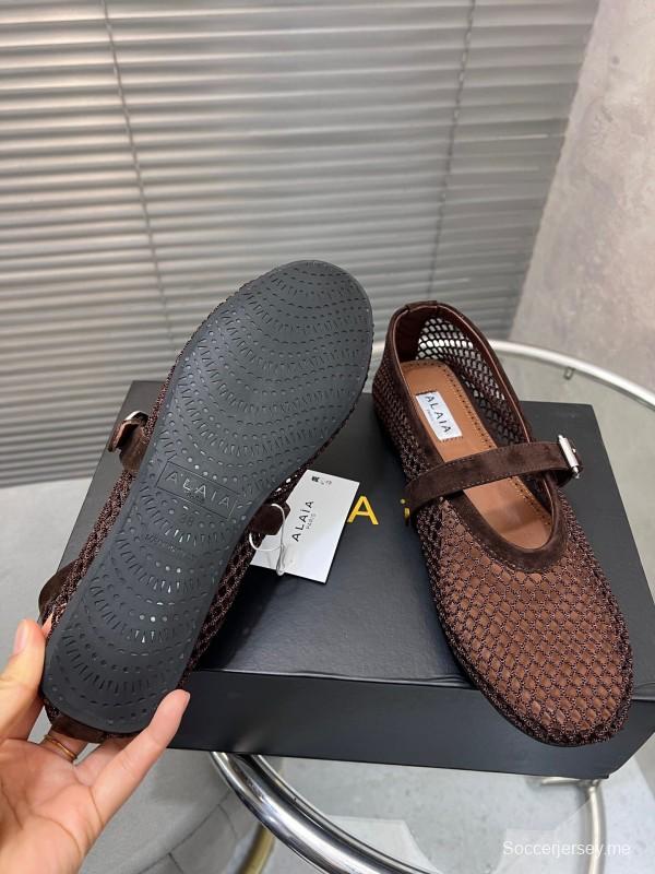 ALAIA 2025/SS صندل مسطح شبكي جديد بلون جديد - KFY00270