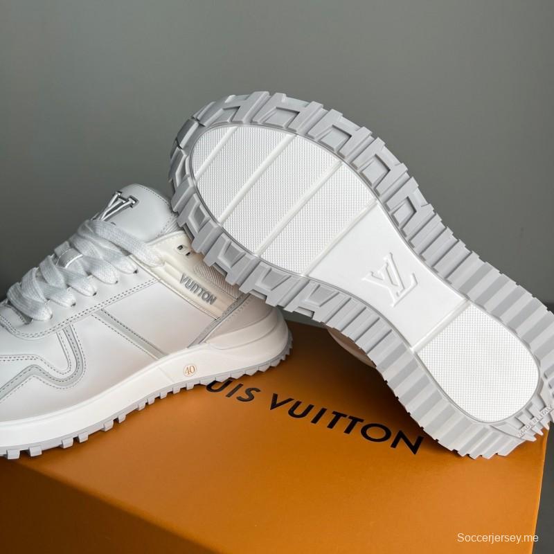 حذاء Lv الجلدي برباط مستدير من الأمام والرباط فوق الحذاء المسطح المسطح الكاجوال المسطح - YC