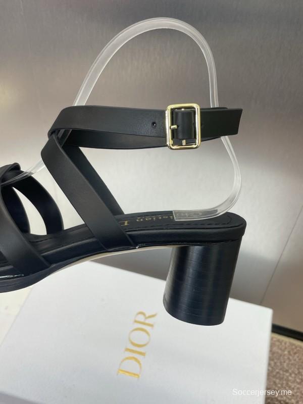 حذاء ديور D-Club D-Club جيلي ملون مجوف بحزام متقاطع ذو كعب متوسط للنساء - KFY00290