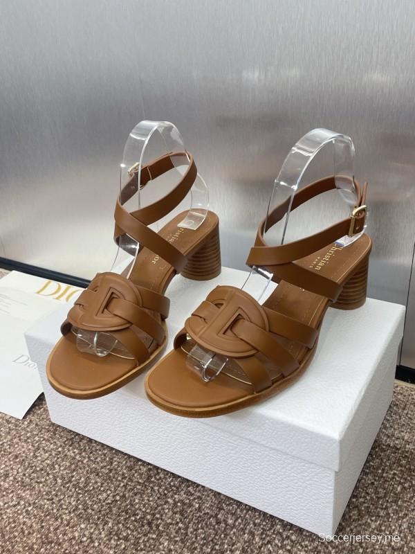 حذاء ديور D-Club D-Club جيلي ملون مجوف بحزام متقاطع ذو كعب متوسط للنساء - KFY00290