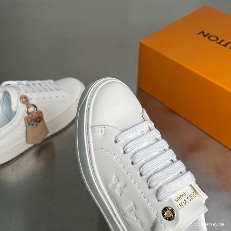 لويس فويتون تاكاشي موراكامي × LV Time Out Cherry Blossom Series من لويس فويتون حذاء رياضي مسطح منخفض من الجلد بمقدمة مستديرة - YC