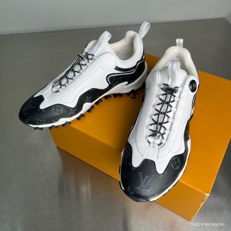 حذاء Lv RUSH من لويس فويتون Lv RUSH من جلد العجل المعدني LV الدائري الدائري المقاوم للانزلاق، حذاء كاجوال منخفض الكمال - YC