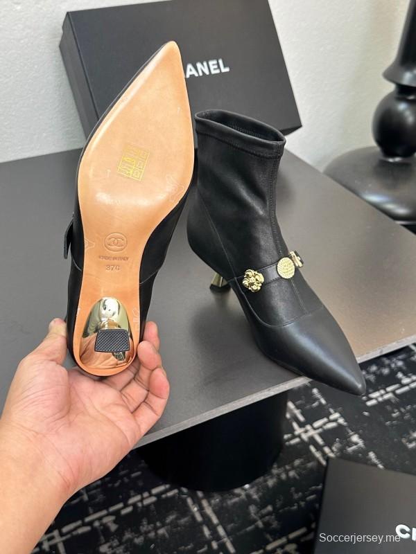 شانيل 2025/SS 24B جزمة شانيل 2025/SS 24B خريف وشتاء جديدة ذات كعب عالٍ بعقدة - LY00380