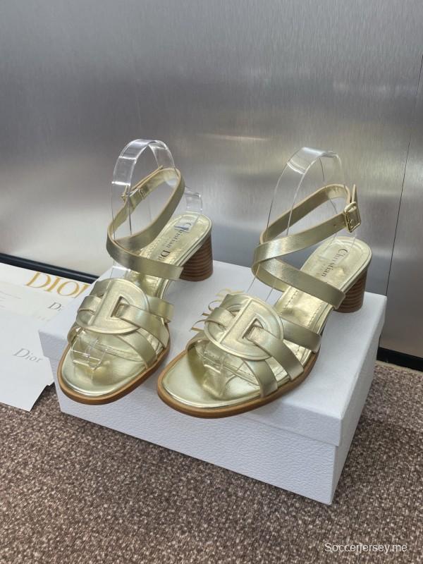 حذاء ديور D-Club D-Club جيلي ملون مجوف بحزام متقاطع ذو كعب متوسط للنساء - KFY00290