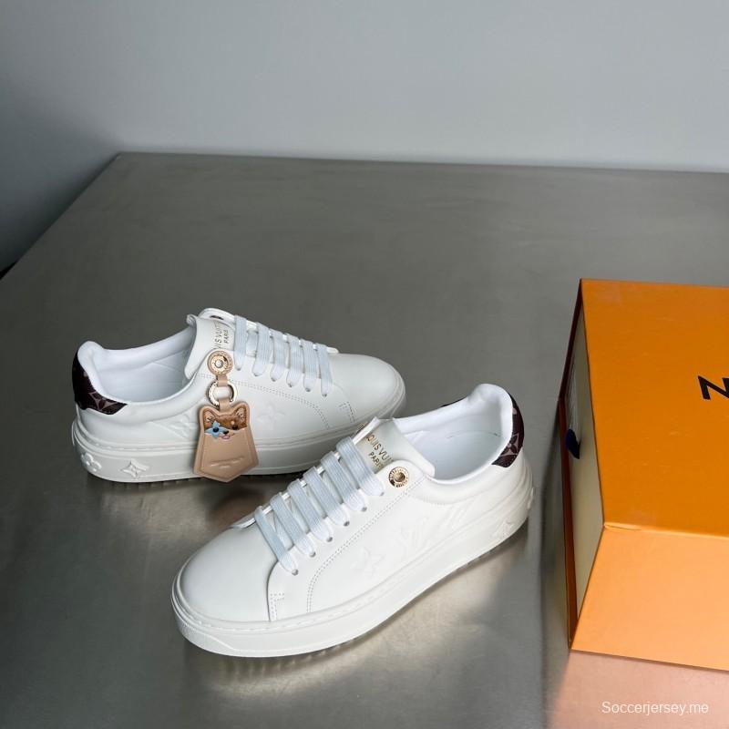 لويس فويتون تاكاشي موراكامي × LV Time Out Cherry Blossom Series من لويس فويتون حذاء رياضي مسطح منخفض من الجلد بمقدمة مستديرة - YC