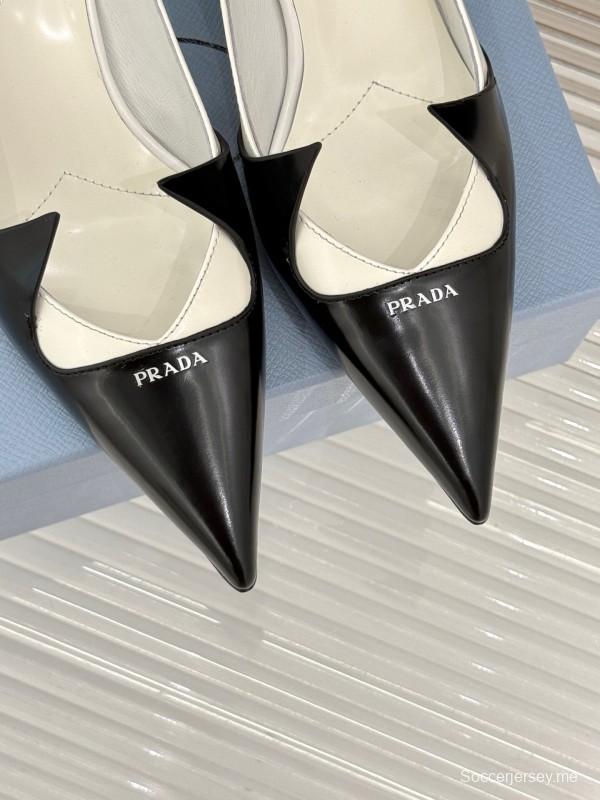 PRADA 2025/SS حذاء فردي بكعب مدبب من الأمام بكعب واحد - KFY00310
