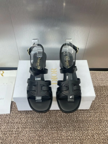 حذاء ديور D-Club D-Club جيلي ملون مجوف بحزام متقاطع ذو كعب متوسط للنساء - KFY00290