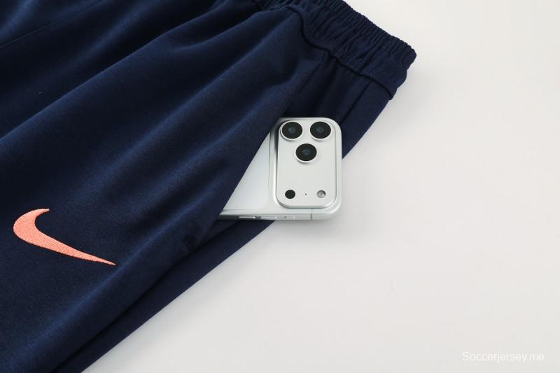 25/26 برشلونة 01 هودي أزرق ملكي بسترة زرقاء كاملة بسحاب + بنطال طويل