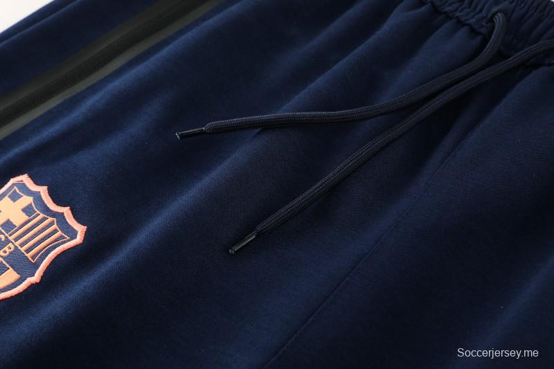 25/26 برشلونة 01 هودي أزرق ملكي بسترة زرقاء كاملة بسحاب + بنطال طويل