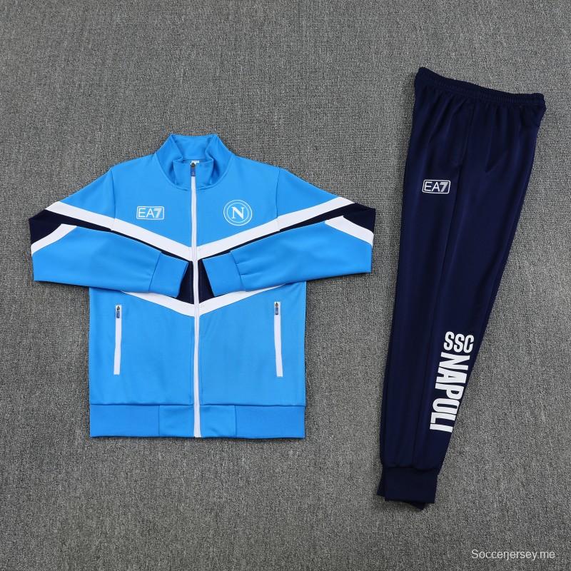 25/26 نابولي أزرق/أسود أزرق/أسود سترة بسحاب كامل + بنطلون طويل