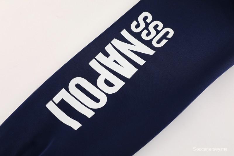 25/26 نابولي جاكيت أبيض بسحاب كامل + بنطلون طويل + بنطلون طويل