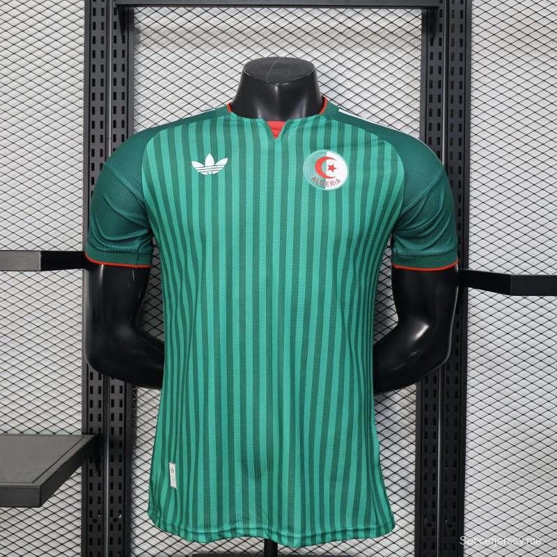 نسخة اللاعب 2026 قميص منتخب الجزائر 2026 أخضر اللون أخضر بنقشة خطوط عمودية