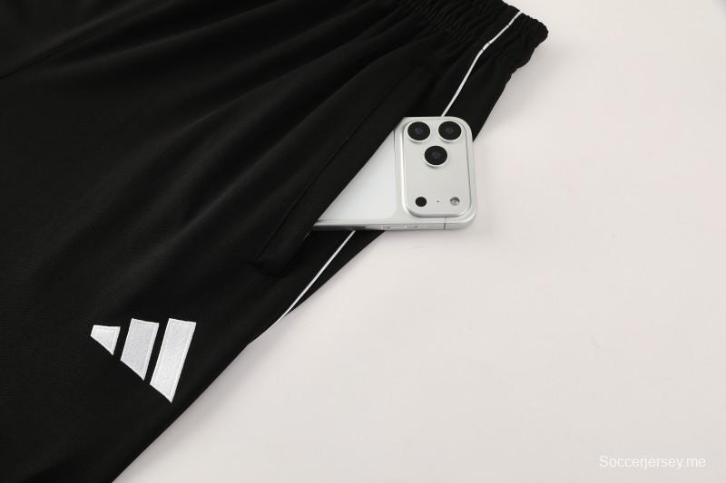 25/26 أديداس جاكيت أديداس أسود سحاب كامل سترة رياضية + بنطلون طويل