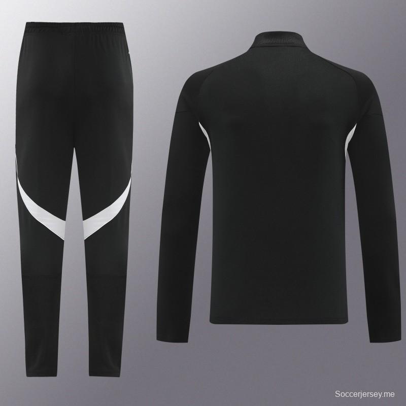 25/26 أديداس جاكيت أديداس أسود سحاب كامل سترة رياضية + بنطلون طويل