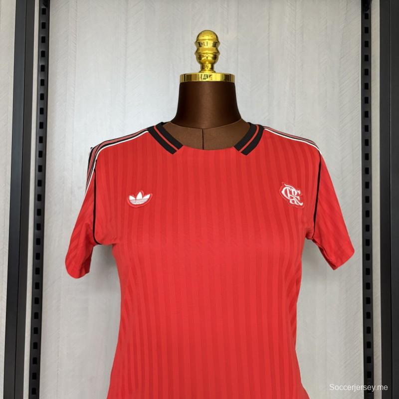 25/26 قميص نسائي فلامنكو ريترو أحمر اللون أحمر اللون