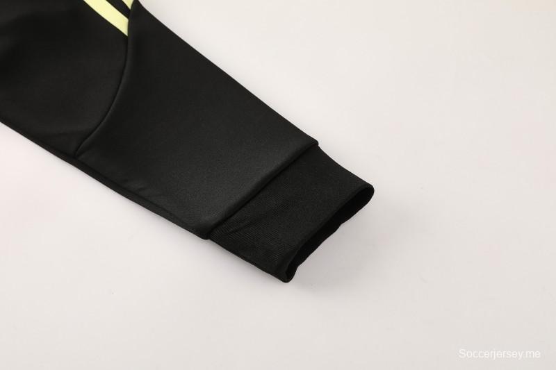 25/26 يوفنتوس جاكيت رياضي أسود بسحاب كامل أسود + بنطلون طويل + جاكيت رياضي أسود