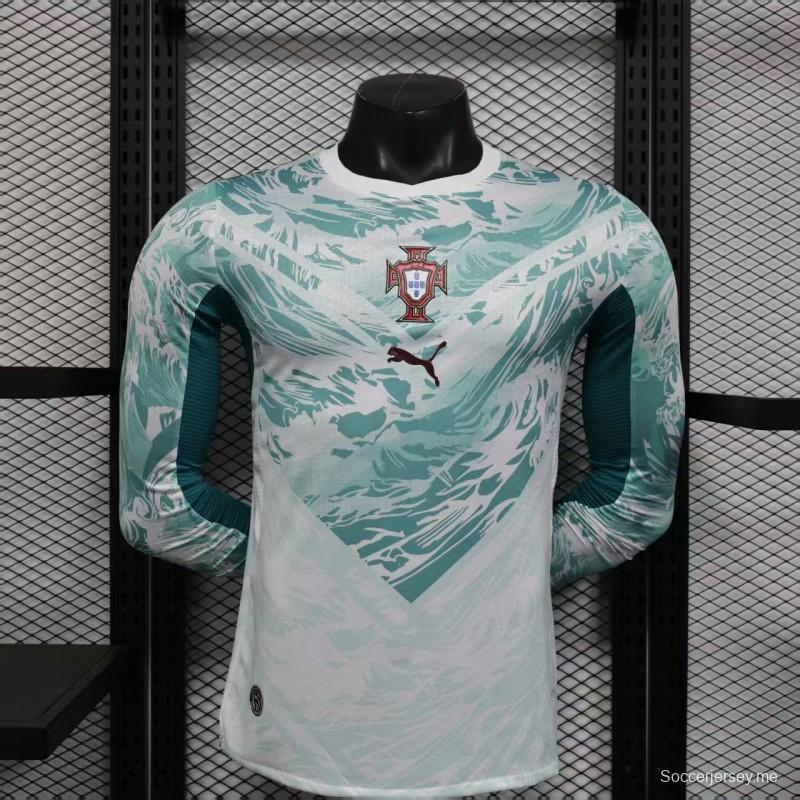 2026 نسخة اللاعب 2026 قميص البرتغال ذهاباً وإياباً أبيض بأكمام طويلة