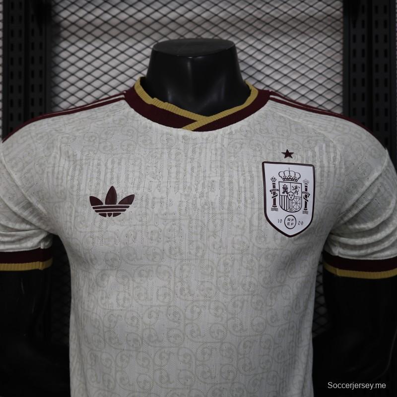 2026 نسخة اللاعب 2026 قميص منتخب إسبانيا خارج الديار أوف وايت