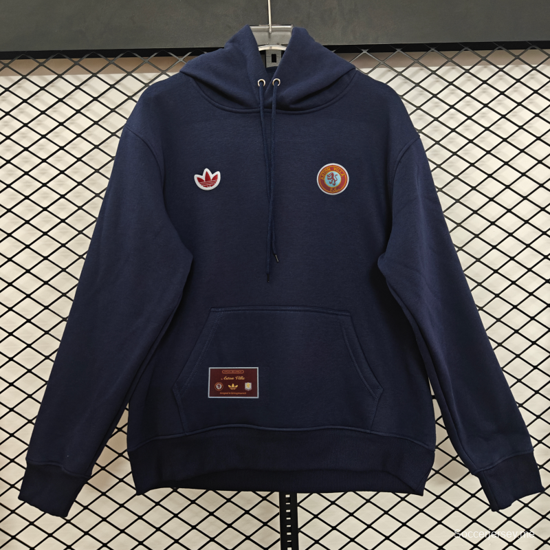 إصدار اللاعب 2026  سترة بقلنسوة من الفليس المطرزة من أستون فيلا × أديداس للعب على أرض الفريق، 9 ألوان